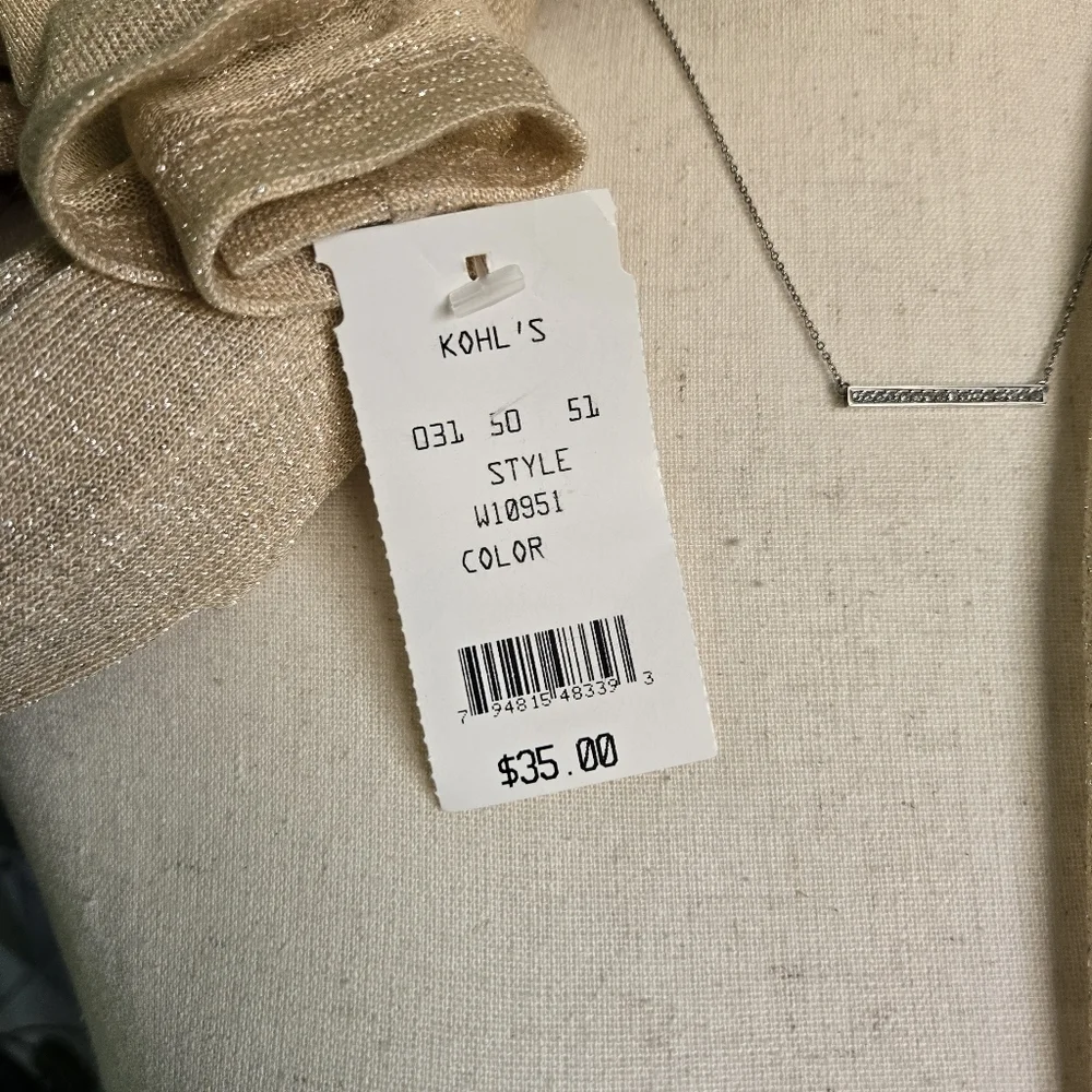 KOHLS | Acrylic & Silver Scarf in Tan sz 72in
